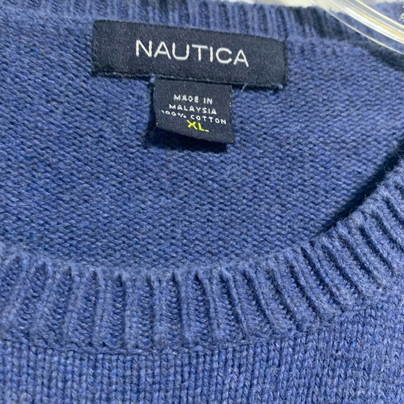 Nautica Men’s Sweater XL Blue 100% Cotton Crew Neck Long Sleeve Pullover - Picture 6 of 11